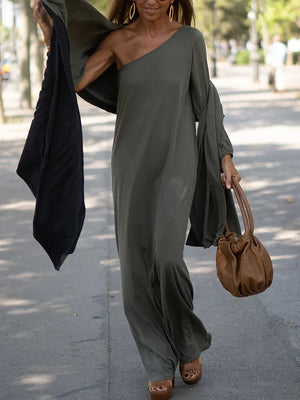 Vestido Anna de um ombro elegantemente esvoaçante