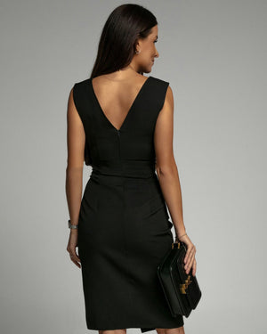 Vestido Isa Justo Decote V e Fenda
