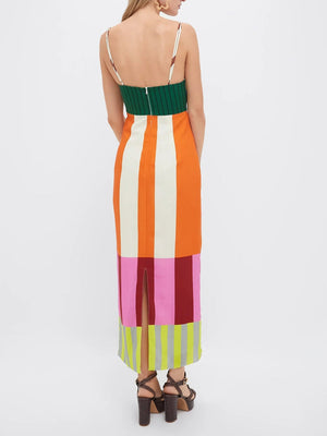 Solea - Vestido Longo com Blocos de Cor e Alças Finas