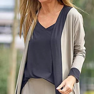 Conjunto de 3 peças para mulher: cardigã, top e calça larga